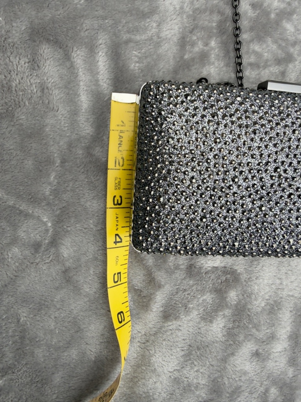NATASHA Gunmetal Gray Swarovski Crystals Embellished Crossbody Evening Bag - Picture 11 of 12